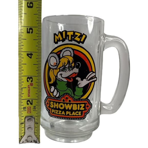 VTG 1980s Showbiz Pizza Place MITZI Character Glass Pilsner Mug Drinkware 12 OZ - Picture 2 of 15